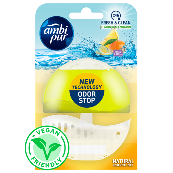 Подвесной блок для туалета Ambi Pur Odor Stop 5в1 Лимон и мандарин, 55 г - 